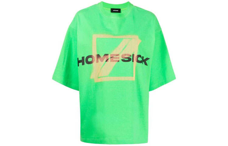 WE11DONE T Shirts Unisex Green Crew Neck Moderate Straight Fit