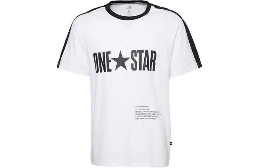 Converse T Shirts Men's White Crew Neck Moderate Straight Fit