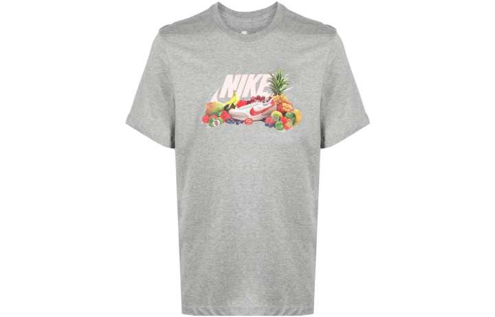 Nike Nike T Shirts Men's Gray Crew Neck Moderate Straight Fit