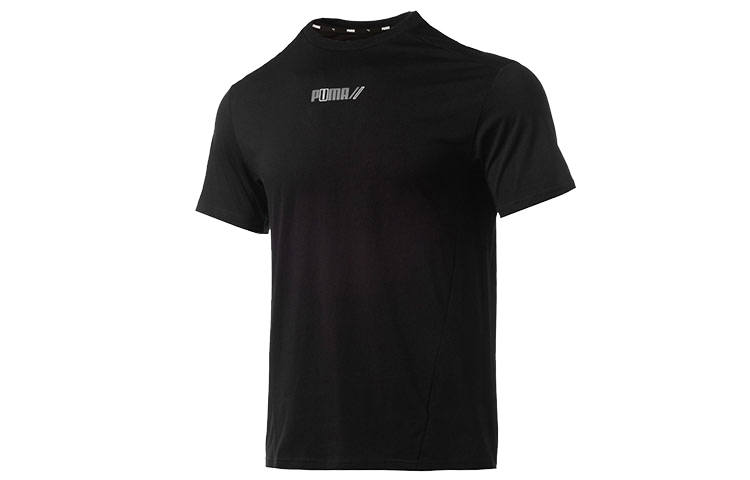 PUMA T Shirts Men's Black Crew Neck Moderate Straight Fit