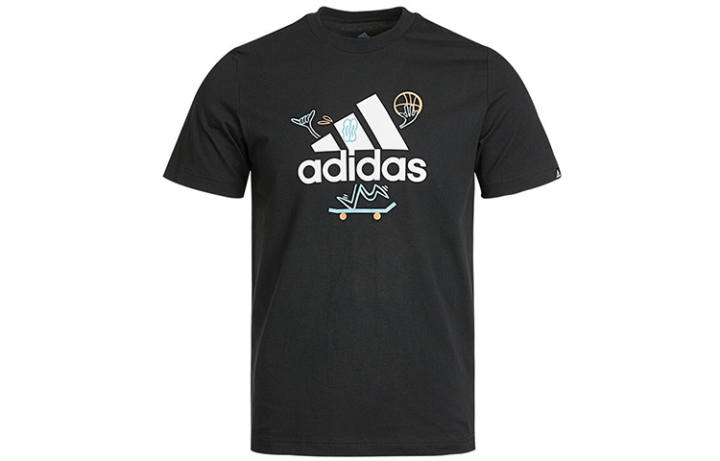 Adidas Adidas T Shirts Men's Black Crew Neck Moderate Straight Fit