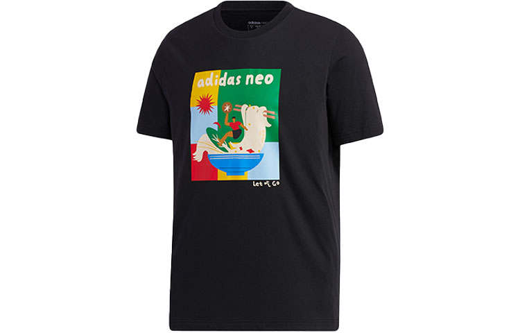 Adidas Neo T Shirts Men's Black Crew Neck Moderate Straight Fit
