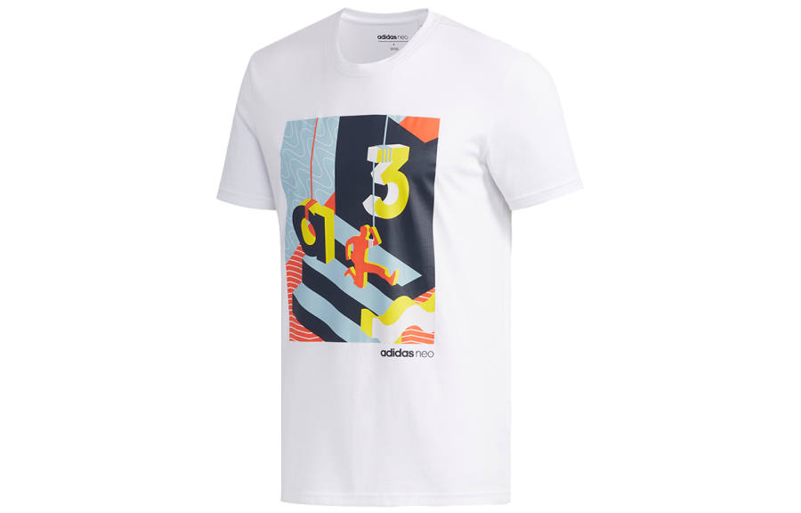 Adidas Neo T Shirts Men's White Crew Neck Moderate