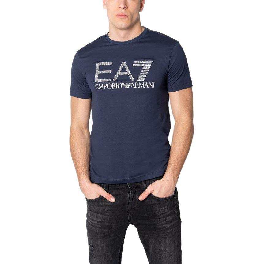 EMPORIO ARMANI EA7 T Shirts Men's Dark Blue Crew Neck Moderate Straight Fit