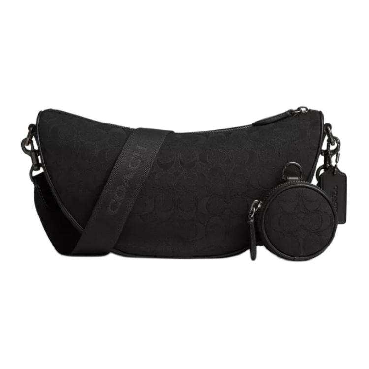 COACH HALL Fabric With Calfskin Shoulder Bag Large Men's Black