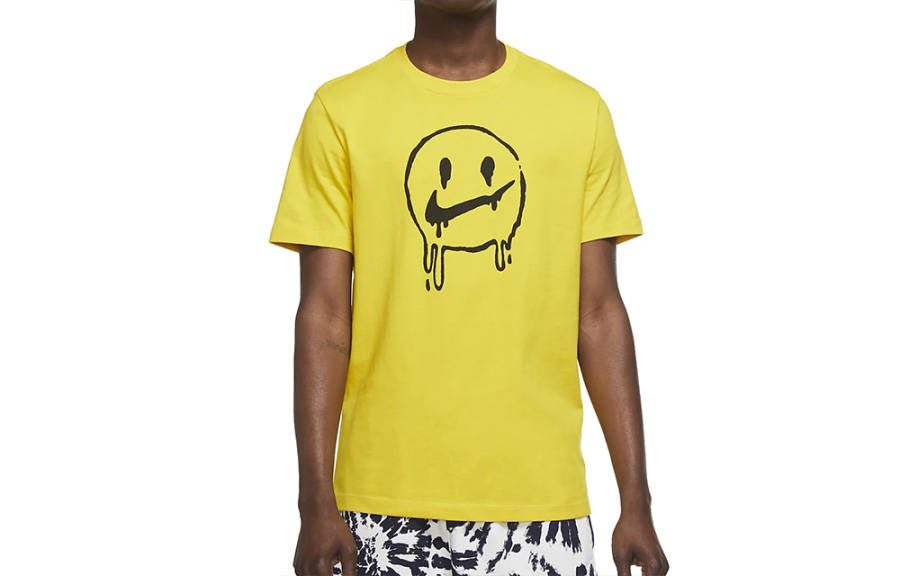 Nike Nike T Shirts Men's Yellow Crew Neck Moderate Straight Fit