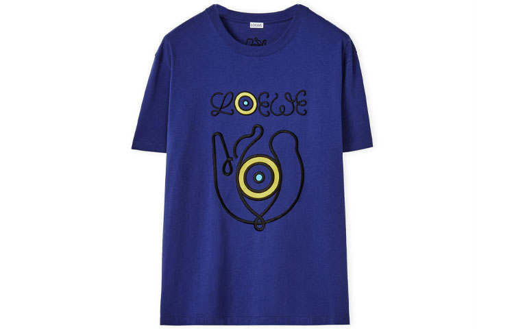 LOEWE T Shirts Men's Blue Crew Neck Moderate Straight Fit