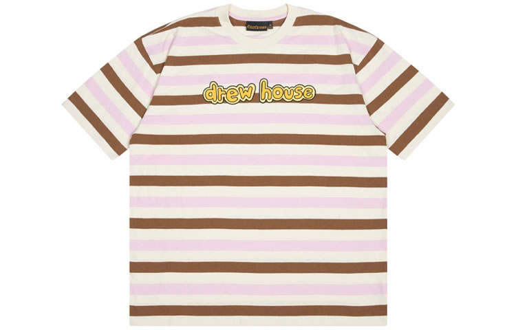 Drew house Letter Logo Series T Shirts Unisex Ice Cream Stripes Crew Neck Moderate Straight Fit