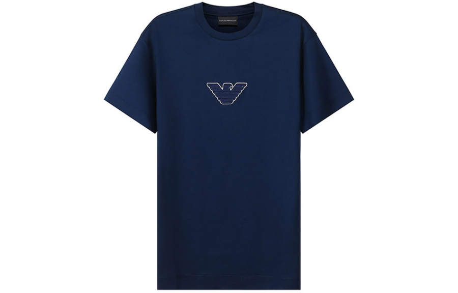 EMPORIO ARMANI T Shirts Men's Dark Blue Crew Neck Moderate Straight Fit
