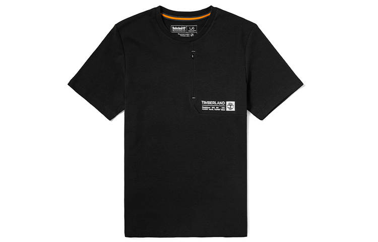 Timberland T Shirts Men's Black Crew Neck Moderate Straight Fit