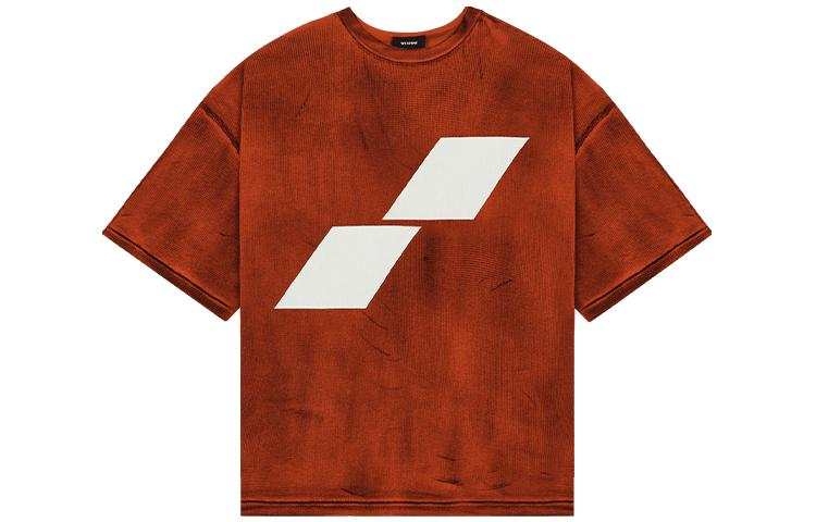 WE11DONE T Shirts Unisex Orange Crew Neck Moderate Straight Fit