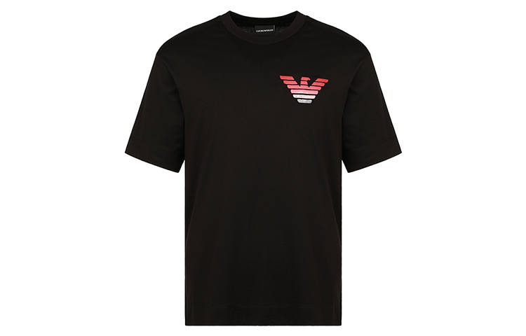 EMPORIO ARMANI T Shirts Men's Black Crew Neck Moderate Straight Fit