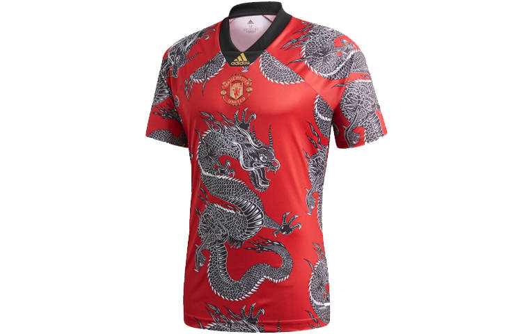Adidas Adidas Manchester United T Shirts Men's Crew Neck Moderate Straight Fit