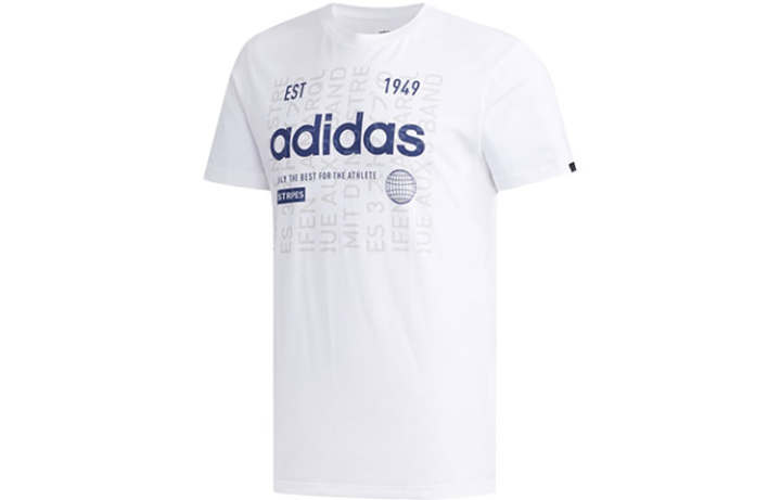 Adidas Adidas T Shirts Men's White Crew Neck Moderate Straight Fit