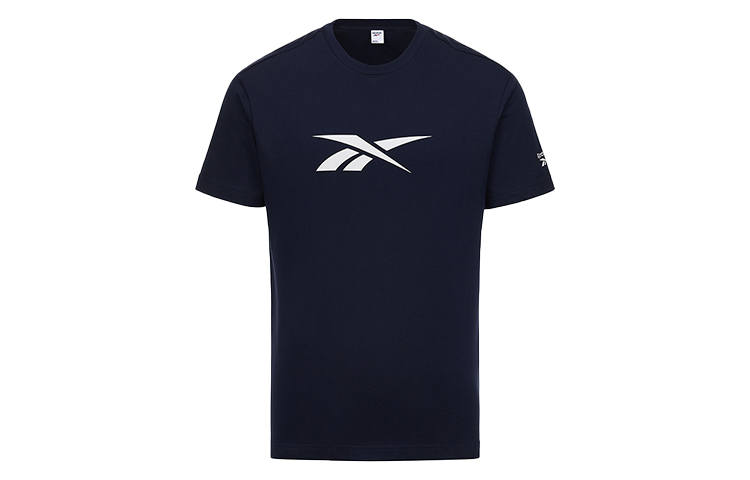 Reebok T Shirts Men's Dark Blue Crew Neck Moderate Straight Fit