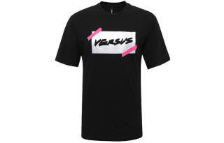 VERSUS T Shirts Men's Black Crew Neck Moderate Straight Fit