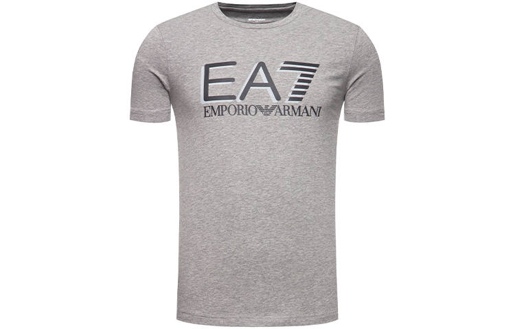 EMPORIO ARMANI T Shirts Men's Gray Crew Neck Moderate Straight Fit