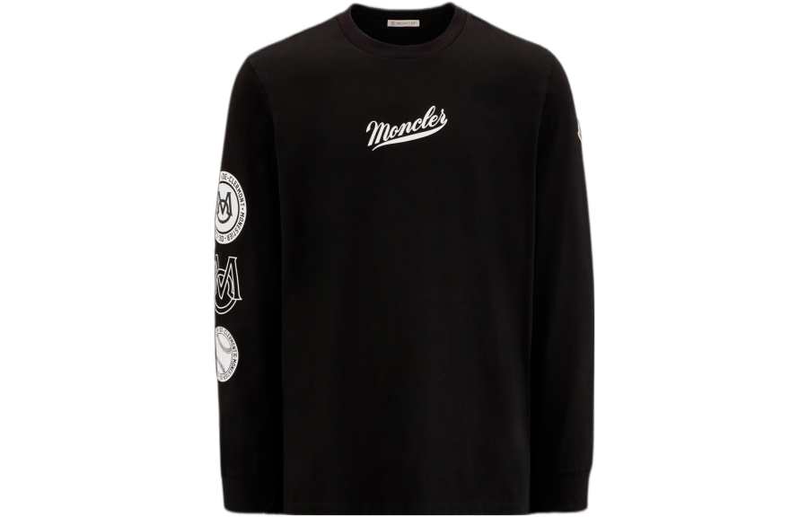 Moncler T Shirts Men's Black Crew Neck Moderate Straight Fit