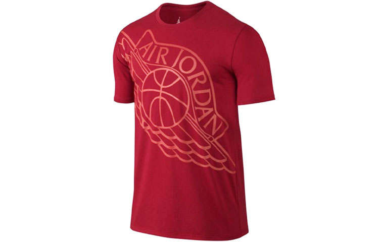 Jordan Jordan T Shirts Men's Red Crew Neck Moderate Straight Fit