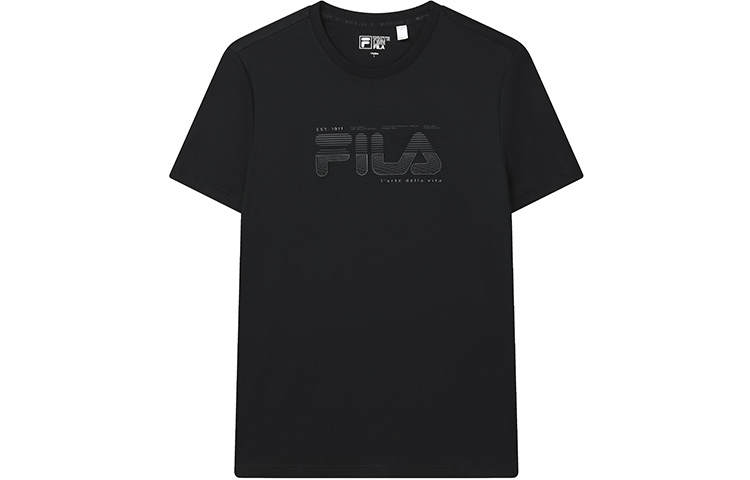 FILA T Shirts Men's Jet Black Crew Neck Moderate
