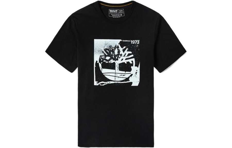 Timberland T Shirts Men's Black Crew Neck Moderate Straight Fit