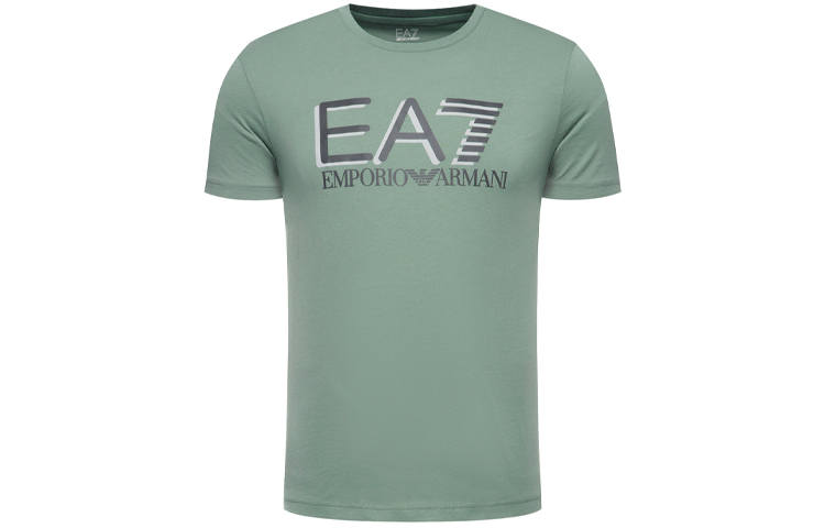 EMPORIO ARMANI T Shirts Men's Forest Green Crew Neck Moderate Straight Fit