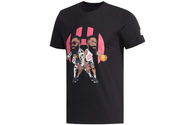 Adidas Adidas Harden T Shirts Men's Black Crew Neck Moderate Straight Fit