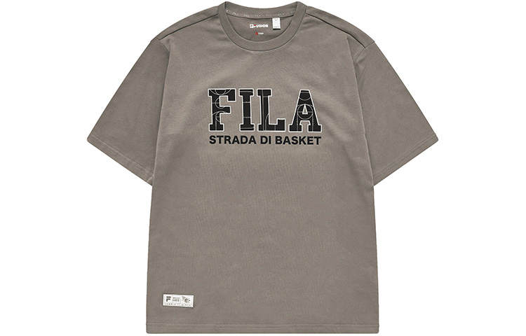 FILA FUSION Drop Shoulder Sleeve T Shirt Men's Dark Gray Coffee