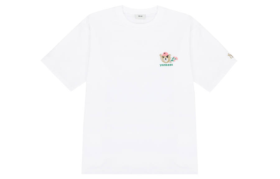 MLB Mega Bear T Shirts Unisex Ecru Crew Neck Moderate Straight Fit
