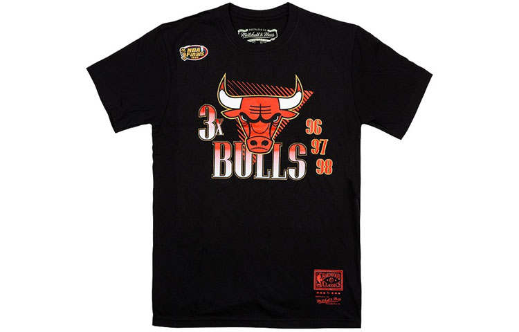 Mitchell Ness Basketball T Shirt Bulls Team Unisex Black