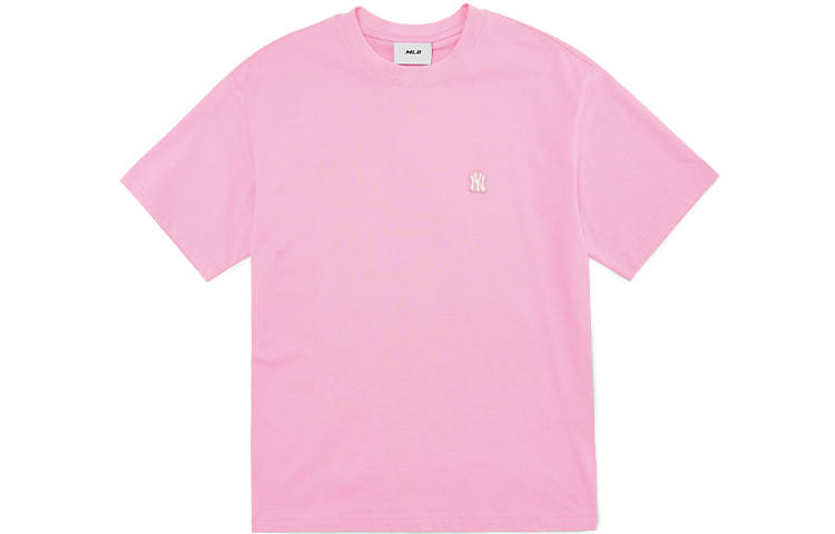 MLB Base Logo T Shirts Unisex Pink Crew Neck Moderate Straight Fit