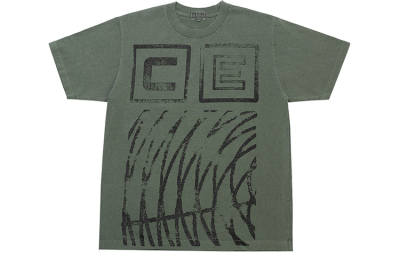 Cav Empt T Shirts Men's Green Crew Neck Moderate Straight Fit