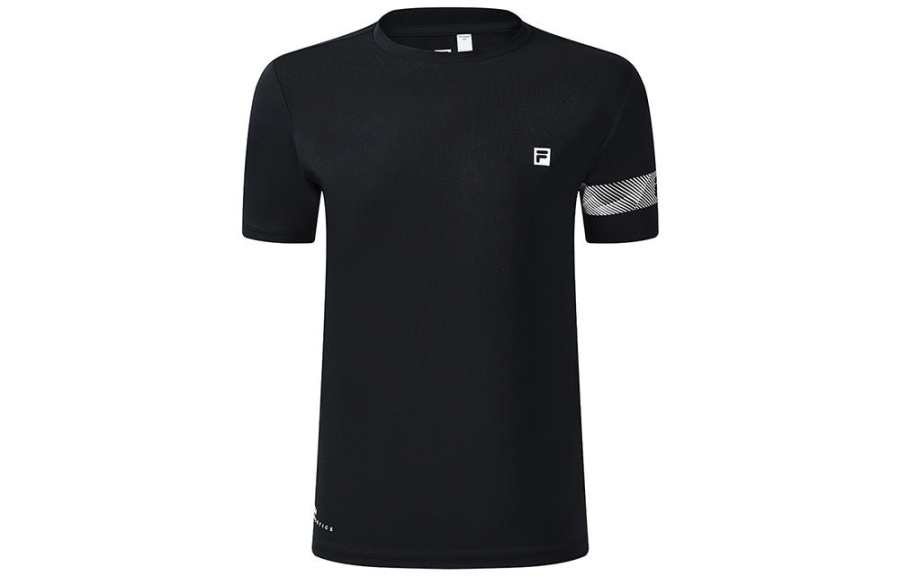 FILA T Shirts Men's Black Crew Neck Moderate Straight Fit