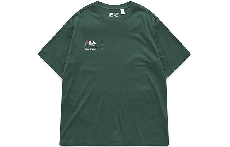 FILA T Shirts Men's Magic Green Crew Neck Moderate Straight Fit