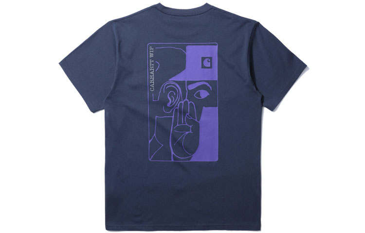Carhartt WIP T Shirts Men's Navy Blue Crew Neck Moderate Straight Fit