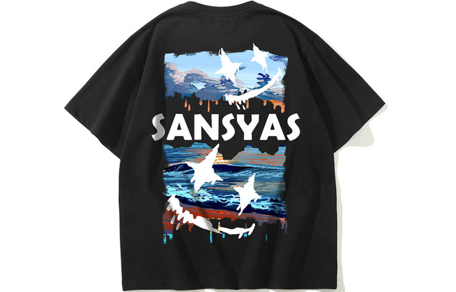SANSYAS Drop Shoulder Sleeve T Shirt Unisex