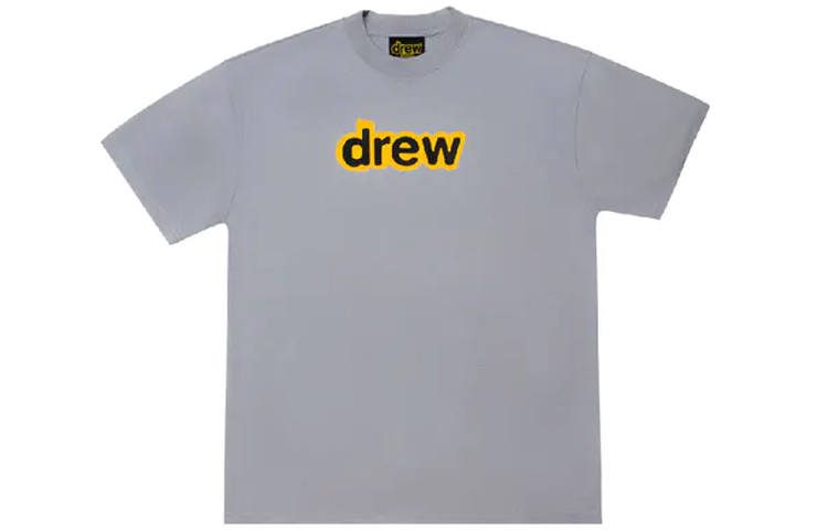 Drew house Letter Logo Series T Shirts Unisex Gray Crew Neck Moderate Straight Fit