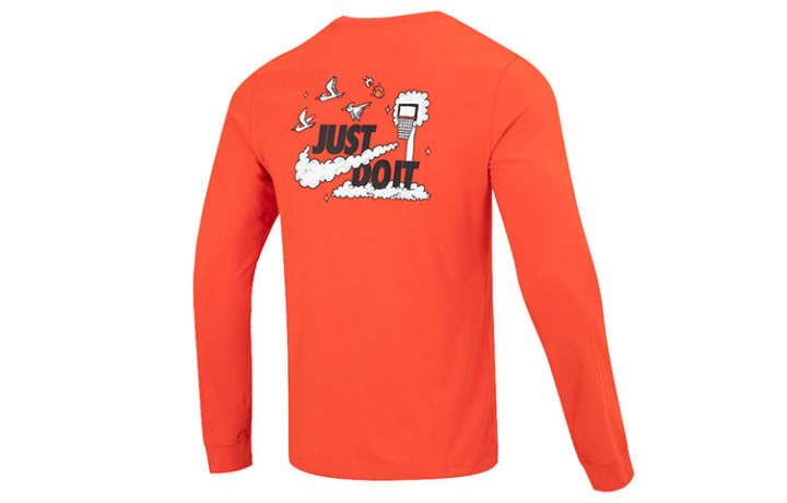 Nike Nike T Shirts Men's Orange Red Crew Neck Moderate Straight Fit