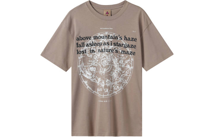 Nike Nike ACG T Shirts Men's Khaki Crew Neck Moderate Straight Fit