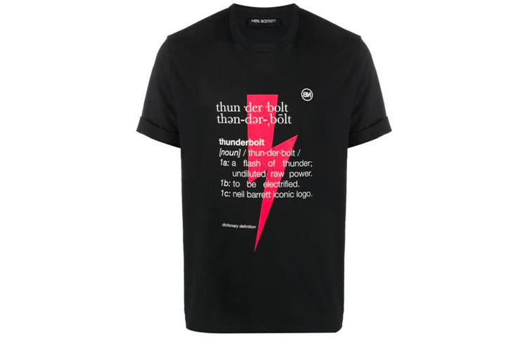 Neil Barrett T Shirts Men's Black Crew Neck Moderate Straight Fit