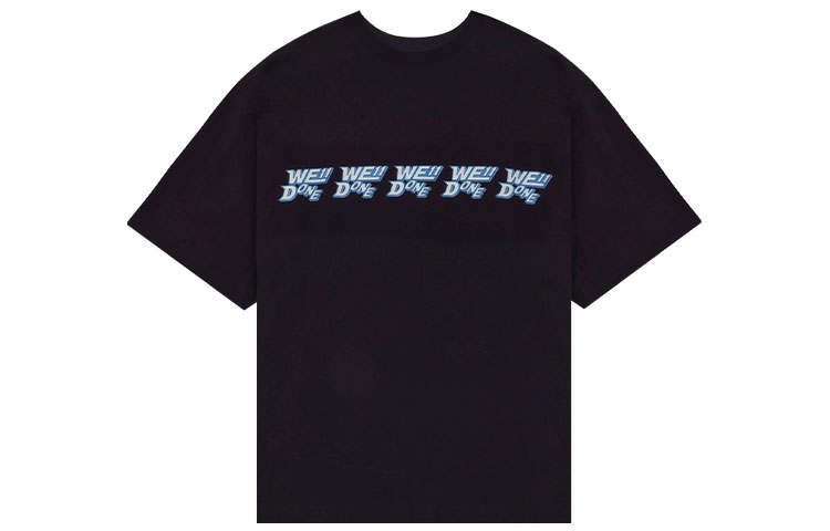 WE11DONE T Shirts Unisex Black Crew Neck Moderate Straight Fit