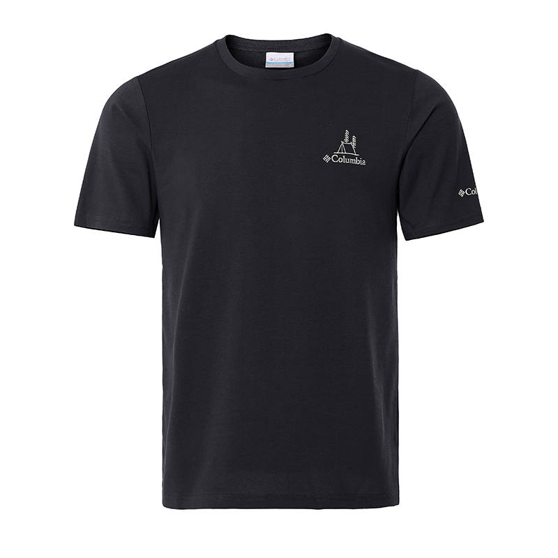 Columbia T Shirts Men's Black Crew Neck Moderate Straight Fit