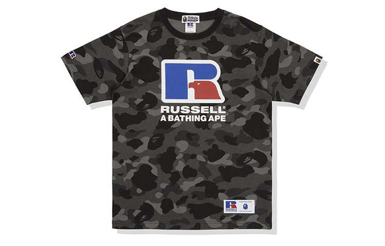 A Bathing Ape x Russell Athletic Color Camo T-shirt