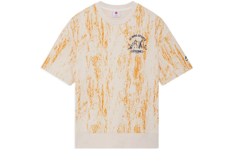 Li-Ning Li Ning China Li Ning T Shirts Men's Ice Orange Crew Neck Moderate Straight Fit