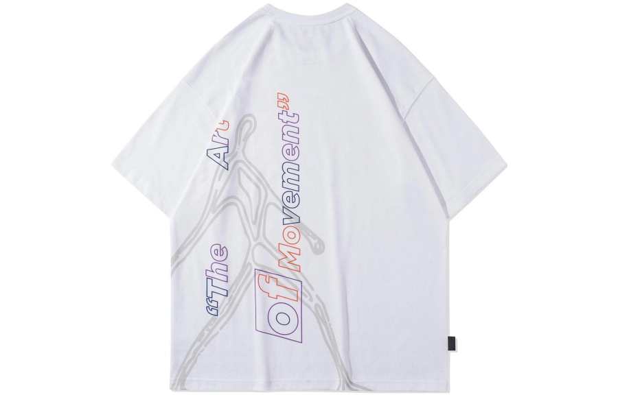 Li-Ning Li Ning T Shirts Men's White Crew Neck Moderate Straight Fit