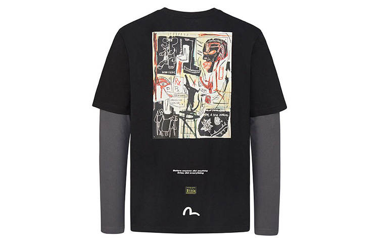 EVISU Straight Fit Long Sleeved T Shirt Men's Black