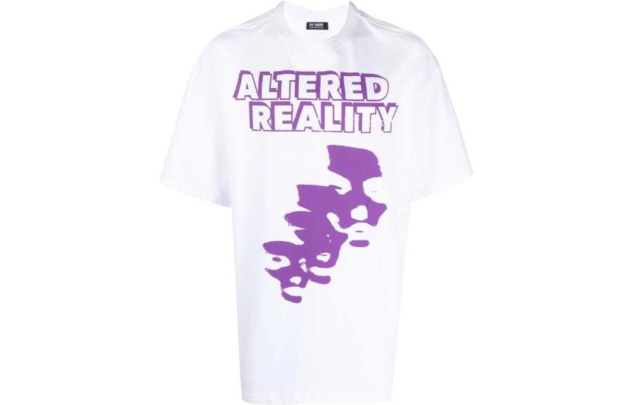 RAF SIMONS T Shirts Men's White Crew Neck Moderate Straight Fit