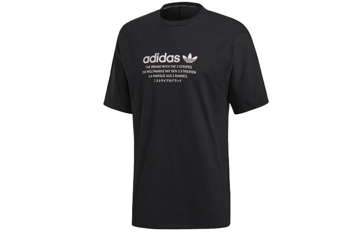 Adidas Originals T Shirts Men's Black Crew Neck Moderate Straight Fit