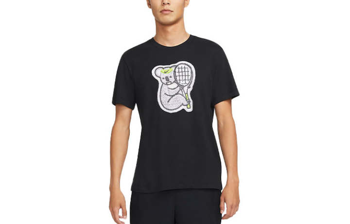 Nike Nike T Shirts Men's Black Crew Neck Moderate Straight Fit