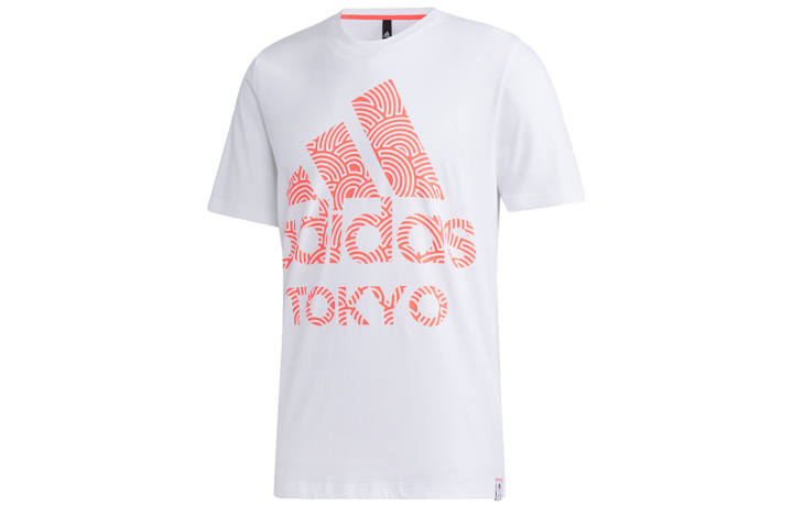 Adidas Adidas T Shirts Men's White Crew Neck Moderate Straight Fit